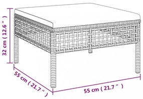 szürke polyrattan kerti lábtartó párnával