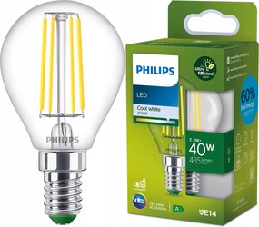 Led izzó E14 Golyó 2.3W 40W 485lm 210lm/W 4000K A-osztály Philips