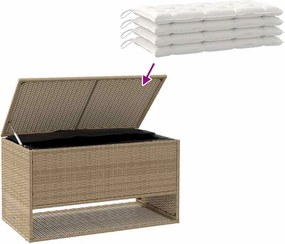 Bézs Polyrattan Kültéri Párna Doboz 100X55X55,5 Cm