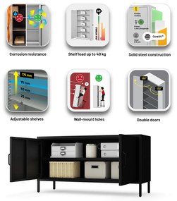 ROSA Modern fekete fém TV-szekrény