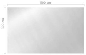 ezüstszínű négyszögletes PE medencetakaró 500 x 300 cm