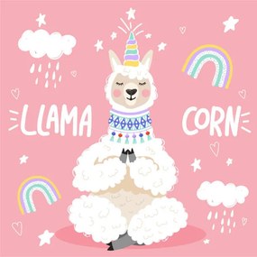 Illusztráció Cute cartoon alpaca with a unicorn, Iryna Reshetniak