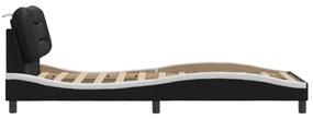 fekete és fehér műbőr ágykeret LED-világítással 80 x 200 cm