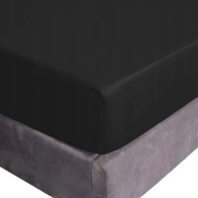 Gumis Ágylepedő 200x220+25 CM Fekete 100% Pamut