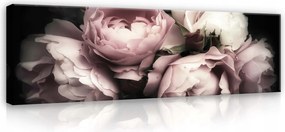 Vászonkép 145x45 Finomság finomság romantika bazsarózsa rózsa csokor sötét