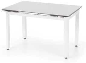 Asztal Houston 113Beige, Fehér, 75x80x120cm, Hosszabbíthatóság, Edzett üveg, Fém
