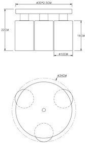 Globo 15465-3D - Mennyezeti lámpa HADERA 3xE27/60W/230V