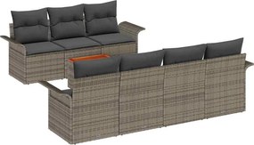 vidaXL Kerti Kanapé Szett párnával 8 pcs Szürke polirattan