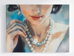 Poszter Nő Lány Elegancia Divat Stílus Gyöngy 100x75