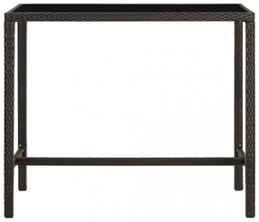 barna polyrattan és üveg kerti bárasztal 130 x 60 x 110 cm