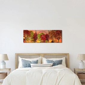 Kép - Színes fák (órával) (90x30 cm)