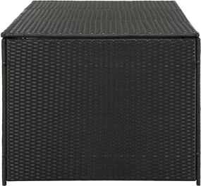 Fekete Polyrattan Kerti Tárolóláda 180 X 90 X 70 Cm