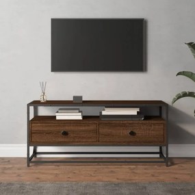 Barna tölgy színű szerelt fa TV-szekrény 100 x 35 x 45 cm