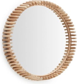 Fali tükör tömörfa kerettel ø 60 cm Polke – Kave Home