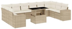 11 részes bézs polyrattan kerti ülőgarnitúra párnákkal