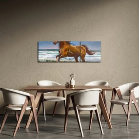 Egy ló képe a tengerparton (órával) (90x30 cm)