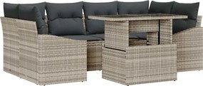 vidaXL Kerti Kanapé Szett tárolóval 7 pcs Világosszürke polirattan
