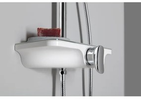 Aqualine - Csaptelepes zuhanyszett, fényes króm/fehér