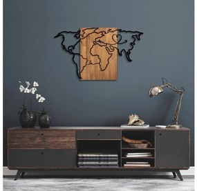 Fali dekoráció 118x70 cm fa/fém térkép