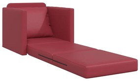 vidaXL Földi Kanapéágy 2 az 1-ben Burgundi vörös 74x77x81 cm Műbőr