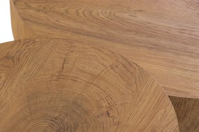 Liviano kerek dohányzóasztal szett 80 és 45 cm - natúr tölgy / fekete