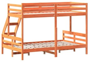 viaszbarna tömör fenyőfa emeletes ágy 80 x 200/120 x 200 cm