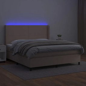 vidaXL cappuccino színű műbőr rugós ágy matraccal és LED-del 160x200cm