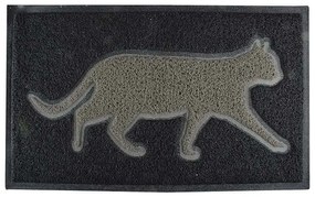 Fekete hátterű cicás gumi lábtörlő, 74 x 44 cm