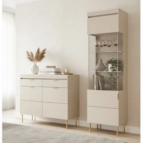 Sentia komód 105 cm, kétajtós két fiókkal - kasmír / aranysárga