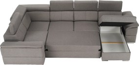 Ülőgarnitúra, szürkésbarna Taupe, jobbos kivitelezés, SEGORIA ROH U