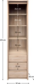 Könyvespolc, DTD laminált, tölgy sonoma, NORTY TYP 6