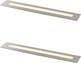 2 darabos modern acél színű földbe süllyeszthető spotlámpa készlet 50 cm LED-del IP65 - Eline