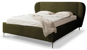 Sötétzöld kárpitozott franciaágy ágyráccsal 180x200 cm Makana – Makamii