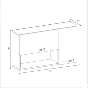 Fali szekrény AKASYA 52x90 cm fehér