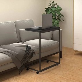Fekete szerelt fa kisasztal kerekekkel 55x35x70 cm