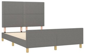 sötétszürke szövet ágykeret matrac nélkül 140 x 190 cm