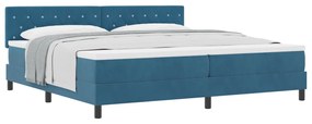 Boxspring Ágy Matrac Kék 200x200 cm Bársonyos