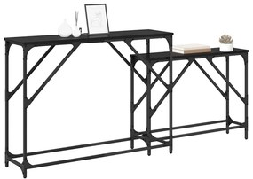 vidaXL Konzolasztal 2 pcs Fekete tölgy 100 x 28 x 75 cm Faanyag