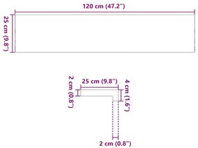 ablakpárkányok 2 db sötétbarna 120x25x2 cm tömör fa tölgyfa