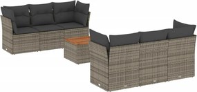 vidaXL 7 részes szürke polyrattan kerti ülőgarnitúra párnákkal