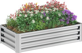 Outsunny Emelt Ágyás Acélból, Növényi Ágyás Hidegkeret Nyitott Aljú Kertészkedő Doboz 120x60x30.5 cm Kert, Erkély, Terasz, Virágok, Növények, Gyümölcs