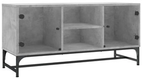 betonszürke TV-szekrény üvegajtókkal 102 x 37 x 50 cm