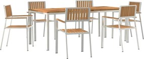 vidaXL Kültéri étkező szett 7 pcs Barna Tömör Teakfa
