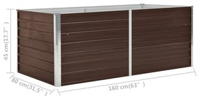 vidaXL barna horganyzott acél kerti magaságyás 160 x 80 x 45 cm