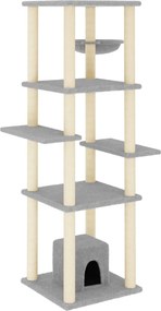 vidaXL világosszürke macskabútor szizál kaparófákkal 154 cm