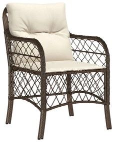 3 részes barna polyrattan bisztrógarnitúra párnákkal