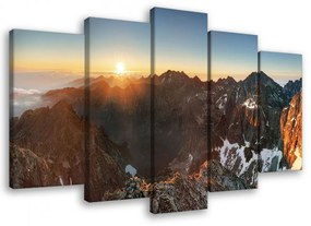 Vászonkép 5 darabos, Napsütötte hegycsúcsok100x60 cm méretben