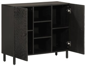 fekete tömör mangófa tálalószekrény 90 x 33 x 75 cm