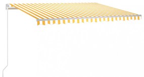 sárga és fehér kézzel kihúzható LED-es napellenző 450 x 350 cm