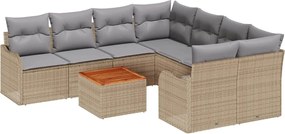 vidaXL Kerti Kanapé Szett 9 pcs Beige és Világosszürke polirattan